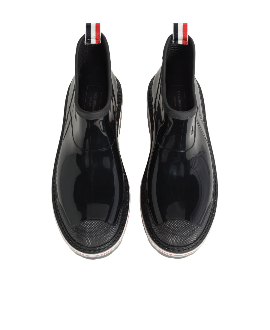 Thom Browne Stripe-trim Ankle Boots In Black