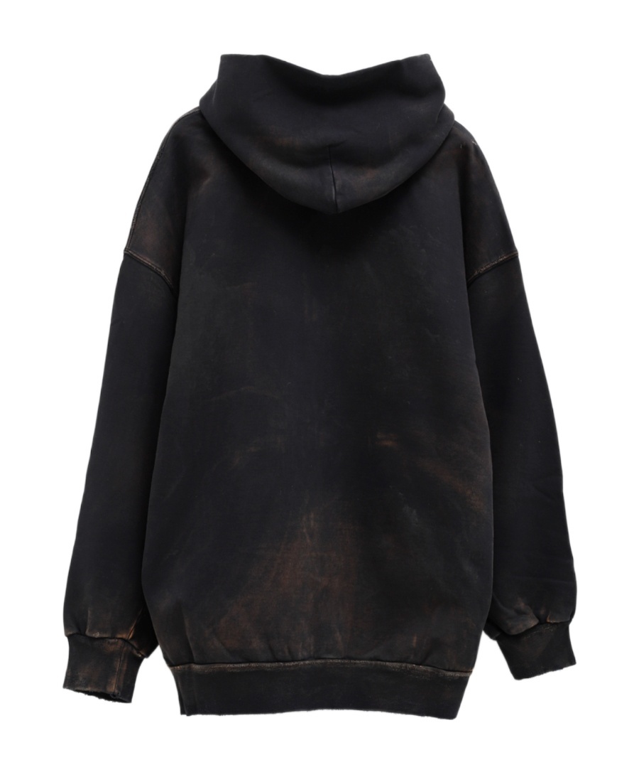 Shop Balenciaga Hoodie Con Cerniera Paris Small Fit In Nero Délavé In Black