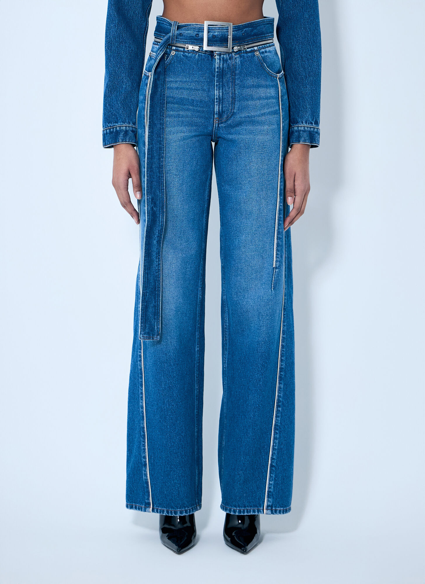 Jean Paul Gaultier The Belted Denim Jeans In Blue