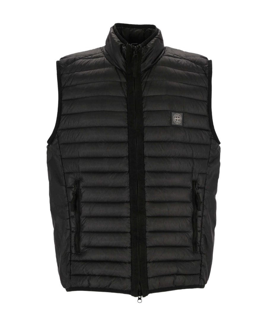 Stone Island Compass-patch Quilted Gilet In Black