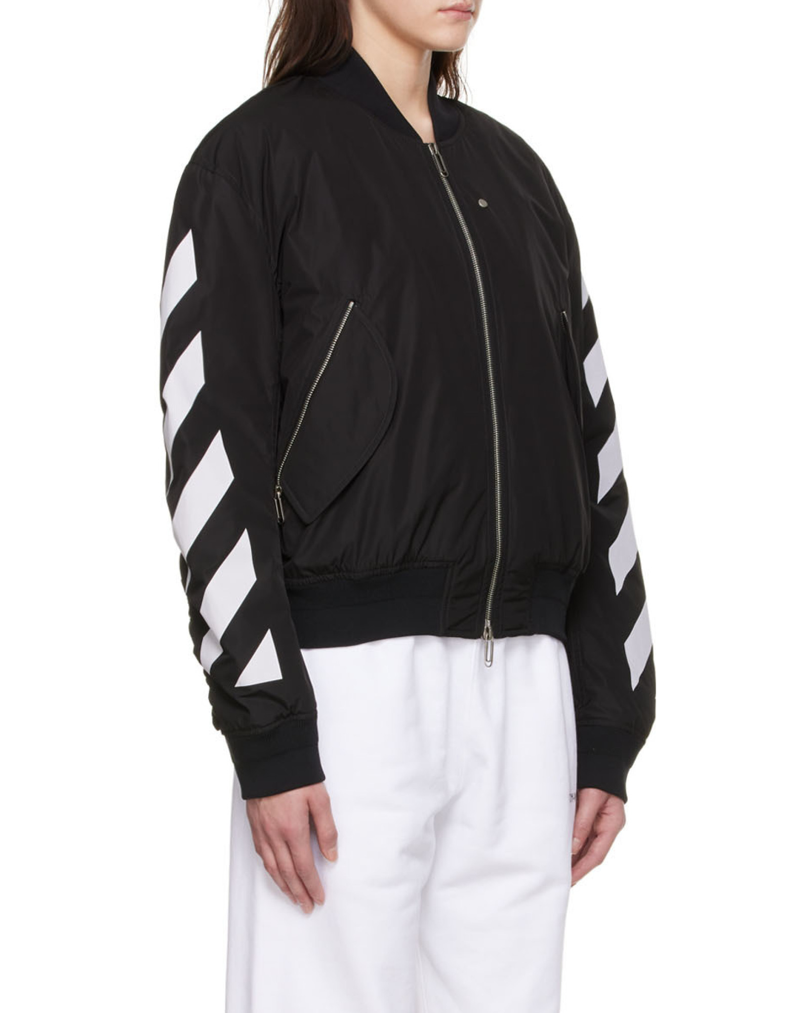 Off-white Diagonal-stripe Bomber Jacket