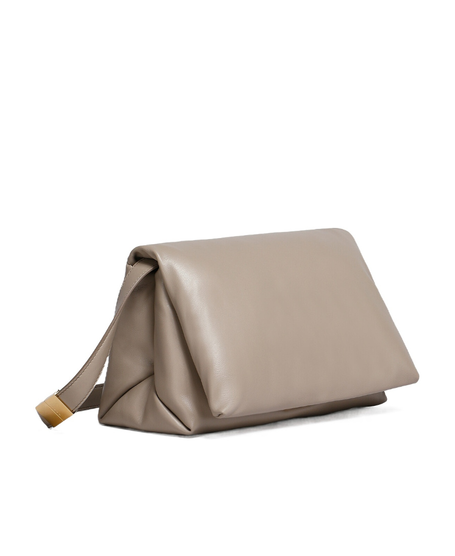 Marni Small Prisma Leather Shoulder Bag In Nude