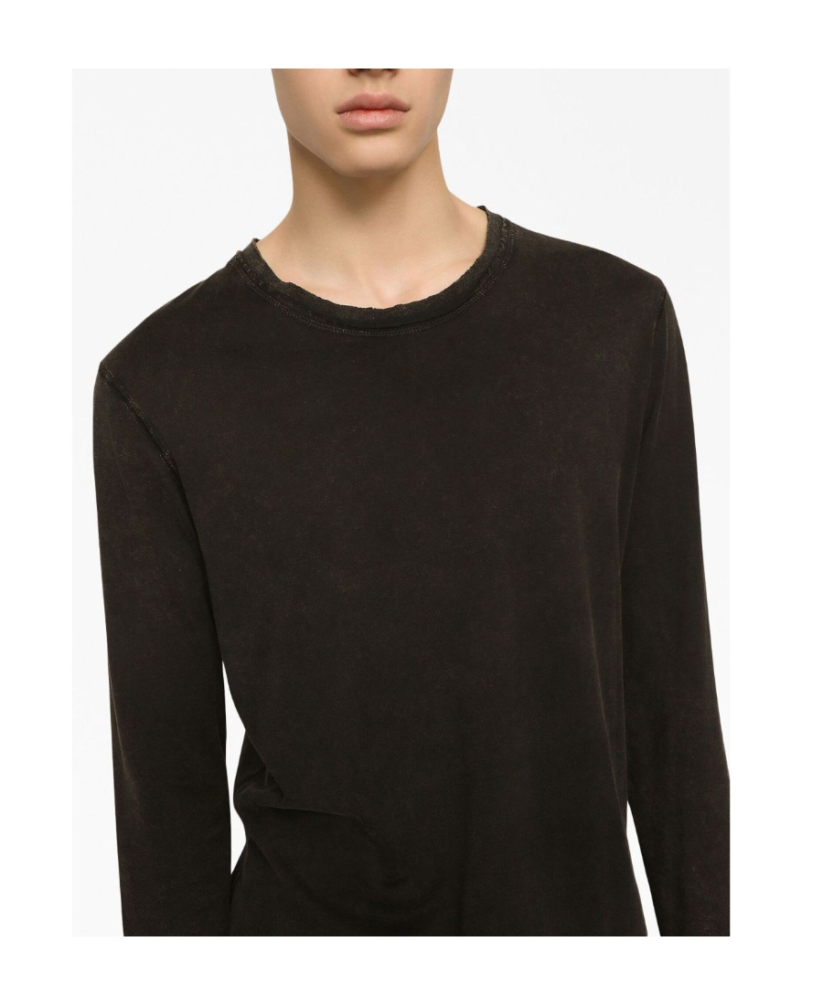 Dolce & Gabbana Long-sleeved Overdyed Jersey T-shirt In White