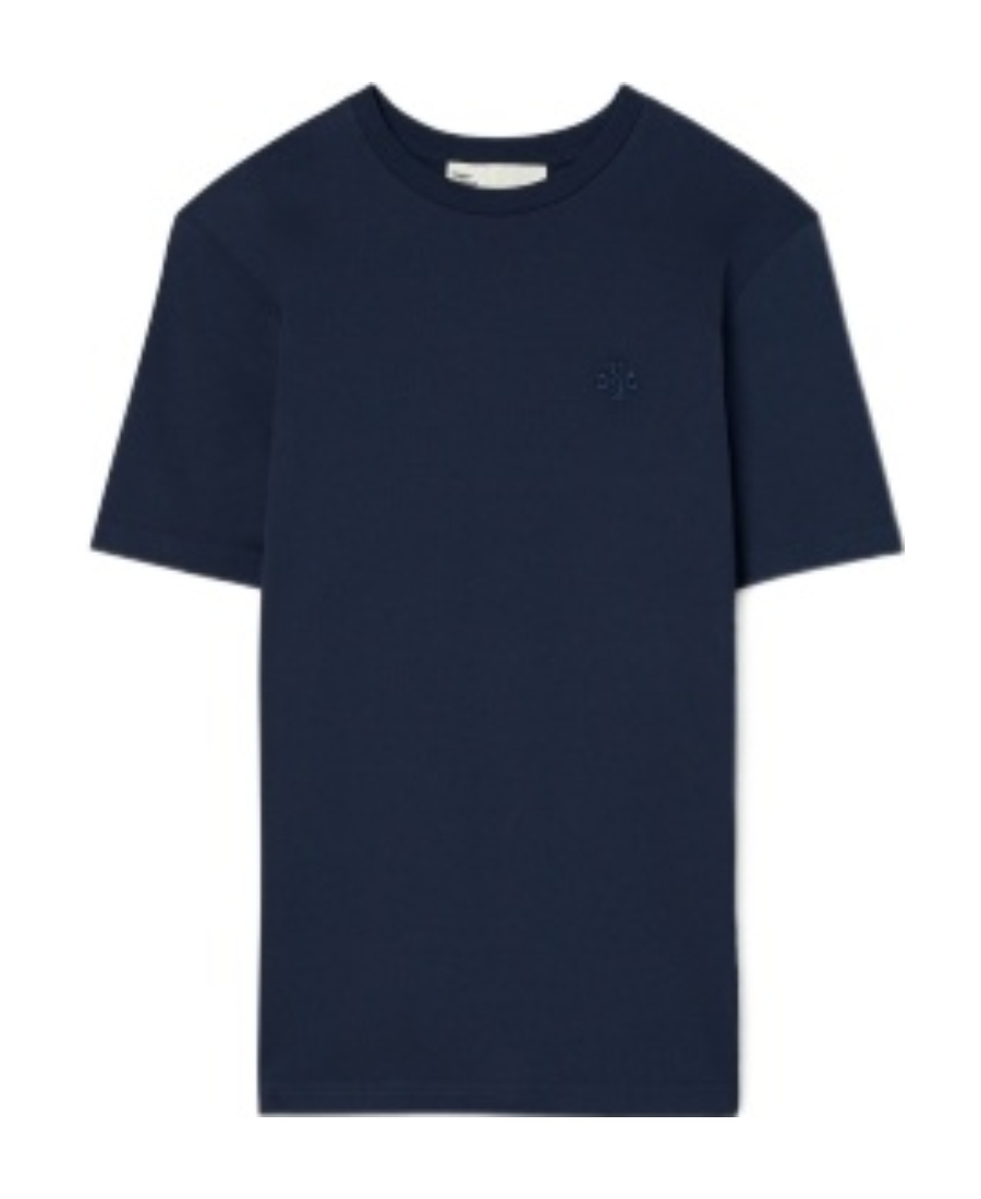 Tory Burch Embroidered-logo Cotton T-shirt In Black