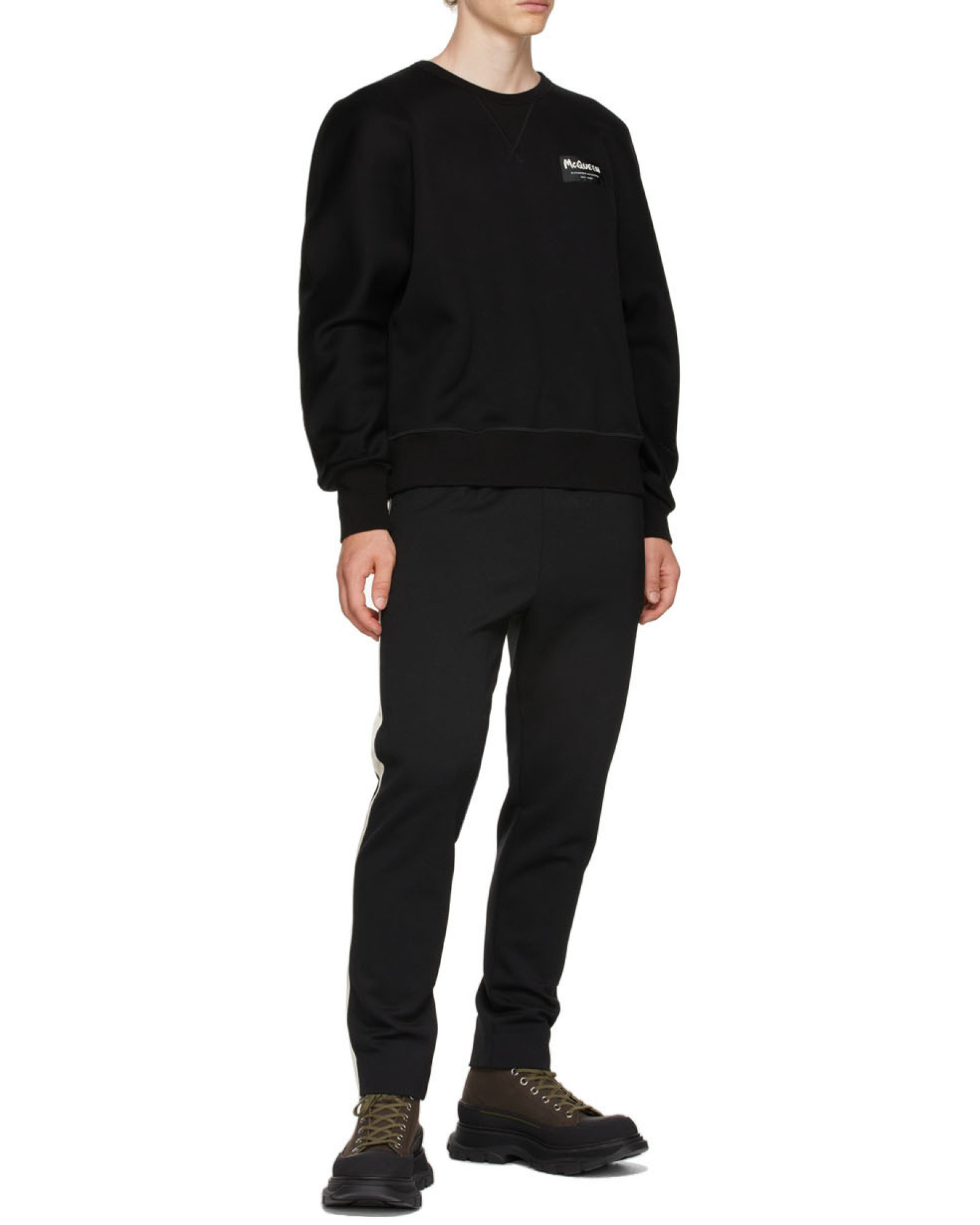 Alexander Mcqueen Graffiti Logo Patch Cotton Sweatshirt In Black