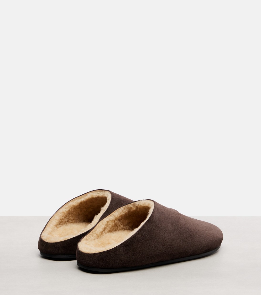 The Row Hudson Shearling-lined Suede Mules In Brown