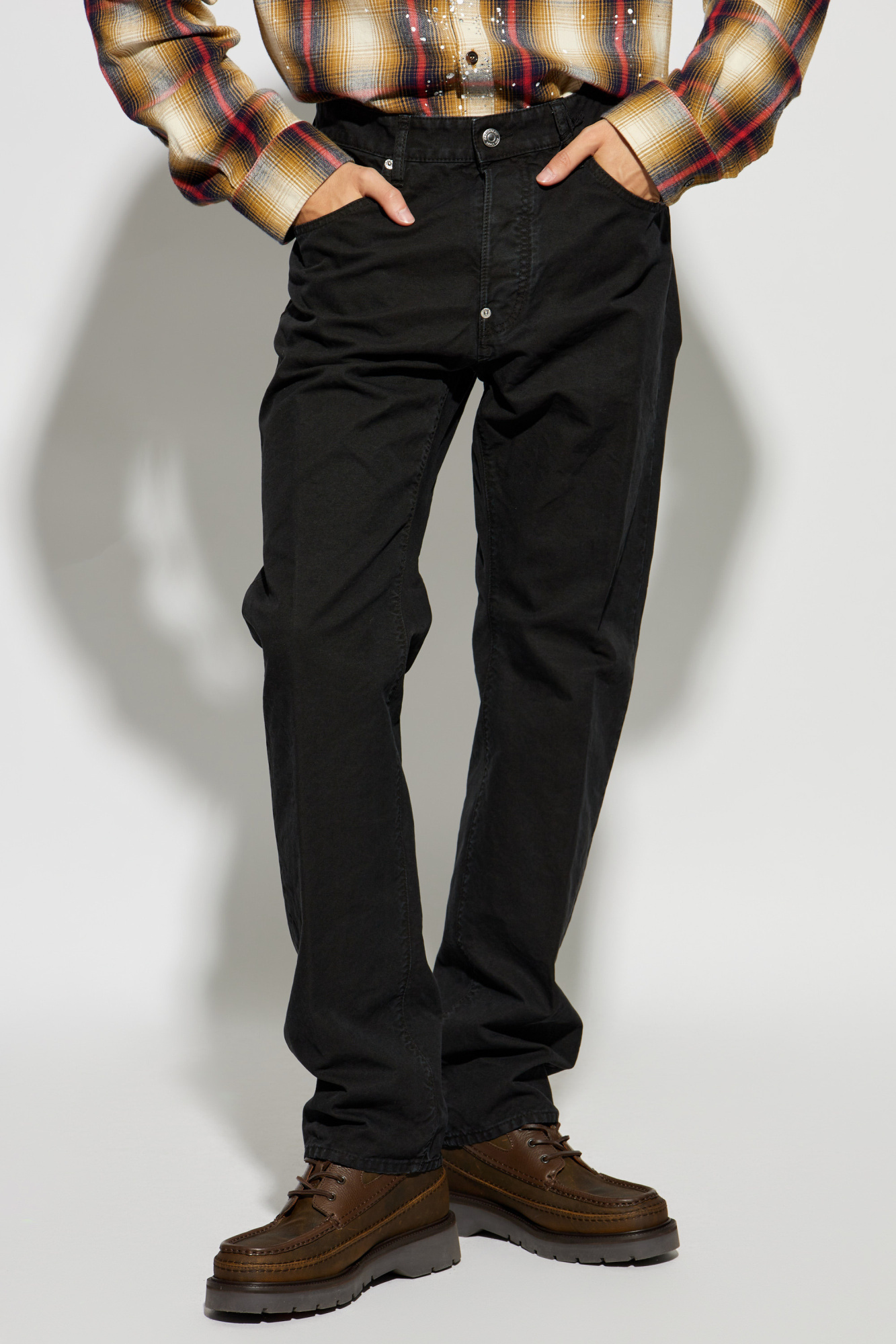 Shop Dsquared2 Logo-print Straight-leg Jeans In Black