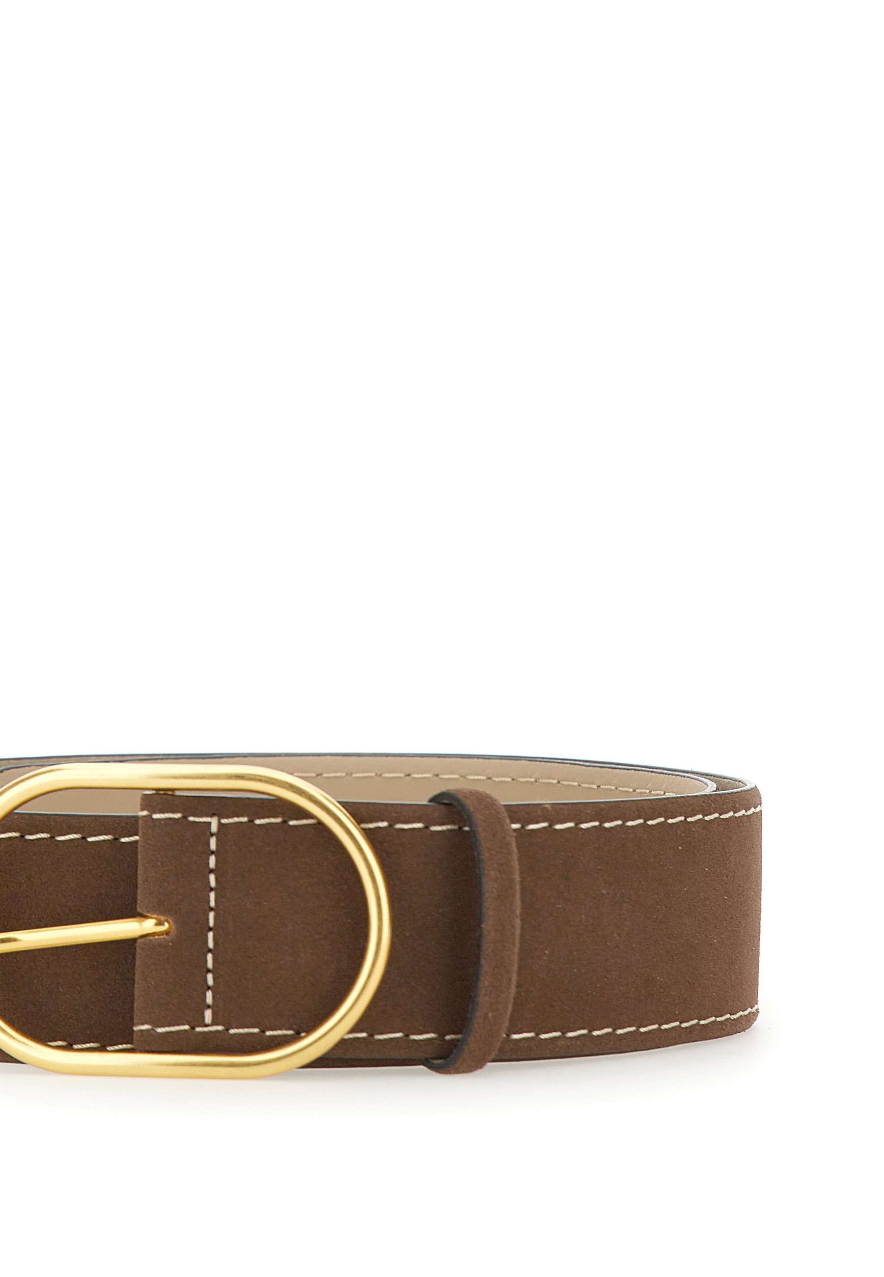 Gianni Chiarini Oval-buckle Suede Belt In Brown