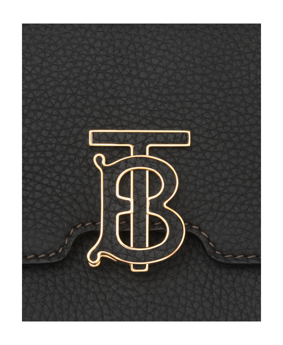 Burberry Tb-plaque Leather Crossbody Bag In Black