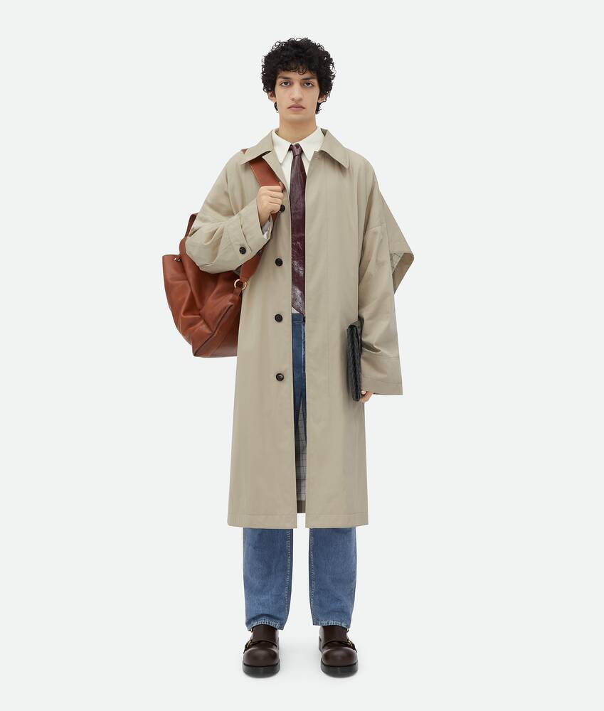 Bottega Veneta Cloak Long-sleeved Trench Coat In Gray