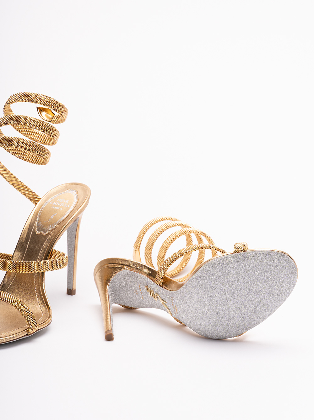 René Caovilla Round-headed High-heeled Sandals In Nude