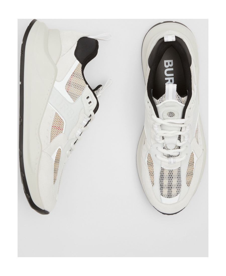 Burberry Men's Sean Vintage Check Mesh Chunky Sneakers In White