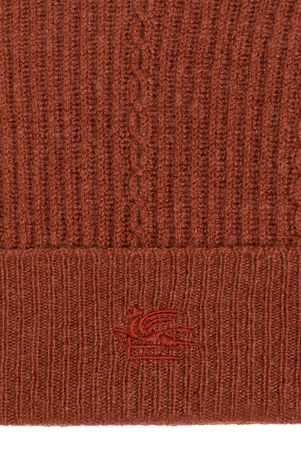 Etro Logo-embroidered Wool And Cashmere Beanie In Red