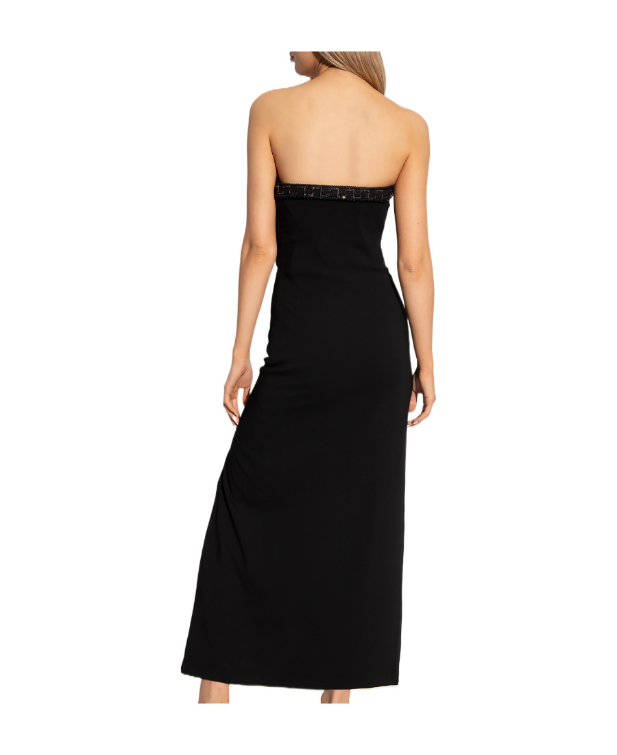 Versace Safety-pin Greca Trim Dress In Black