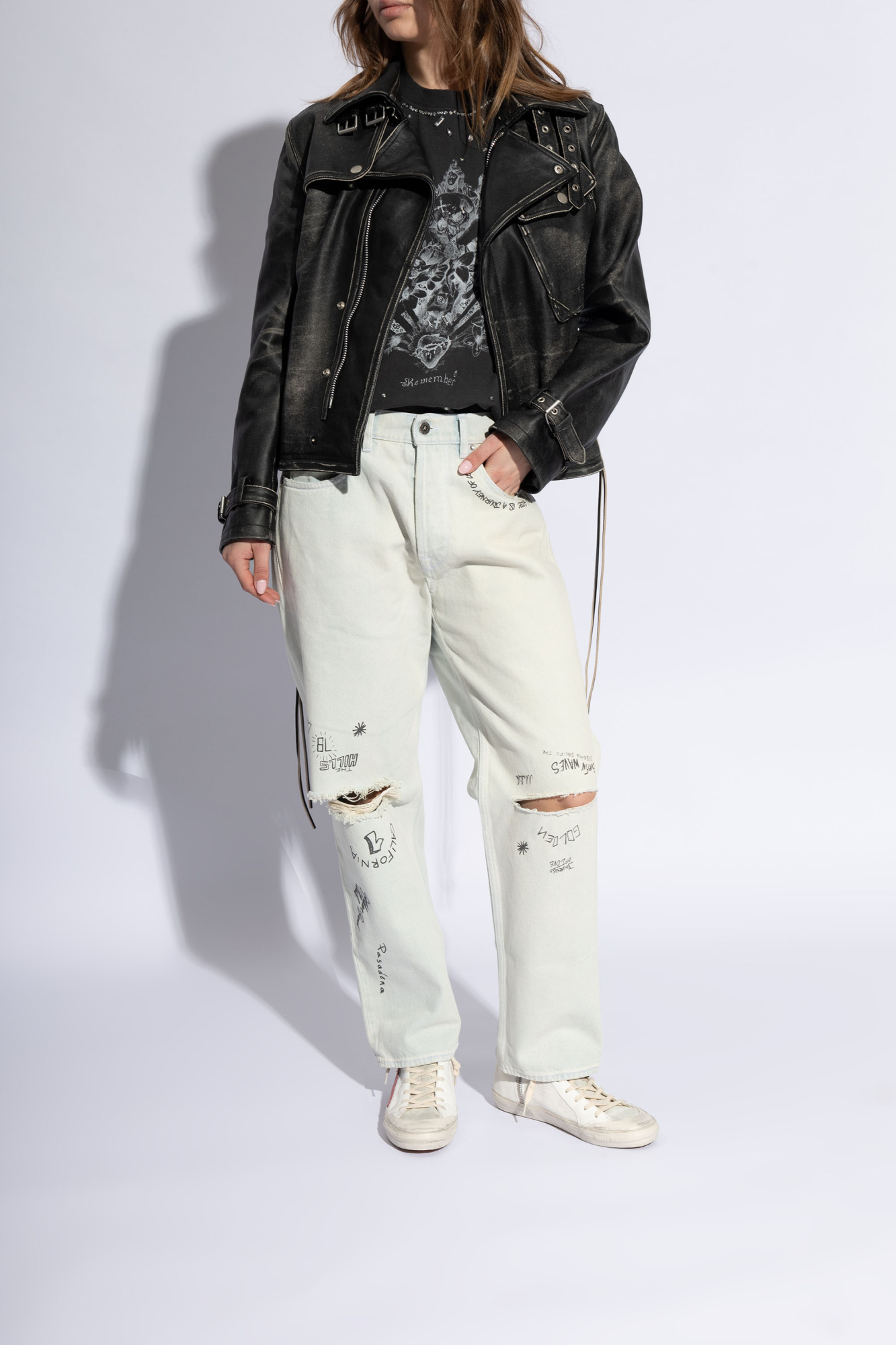 Golden Goose Deluxe Brand Slide Double Quarter Penstar Sneakers In White