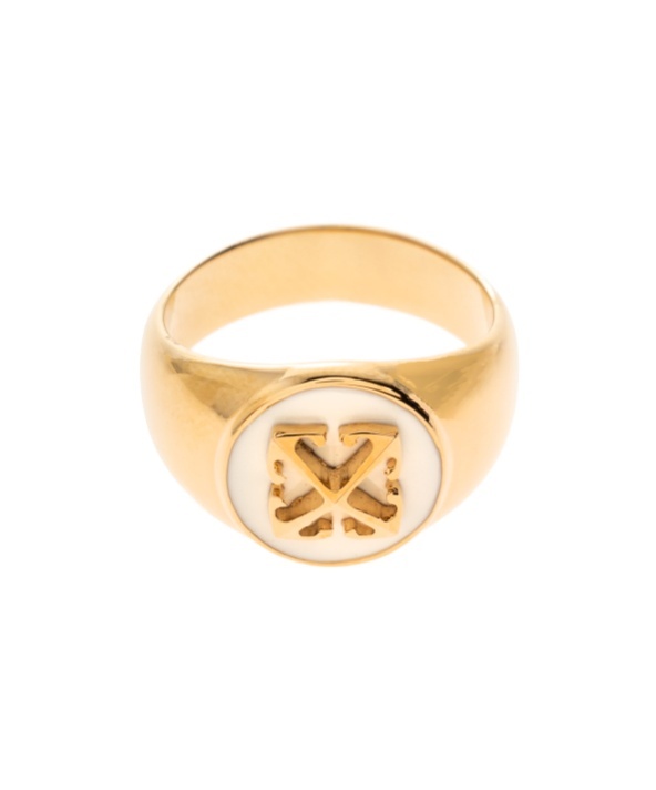 Off-white Logo-embellishment Ring In Gold