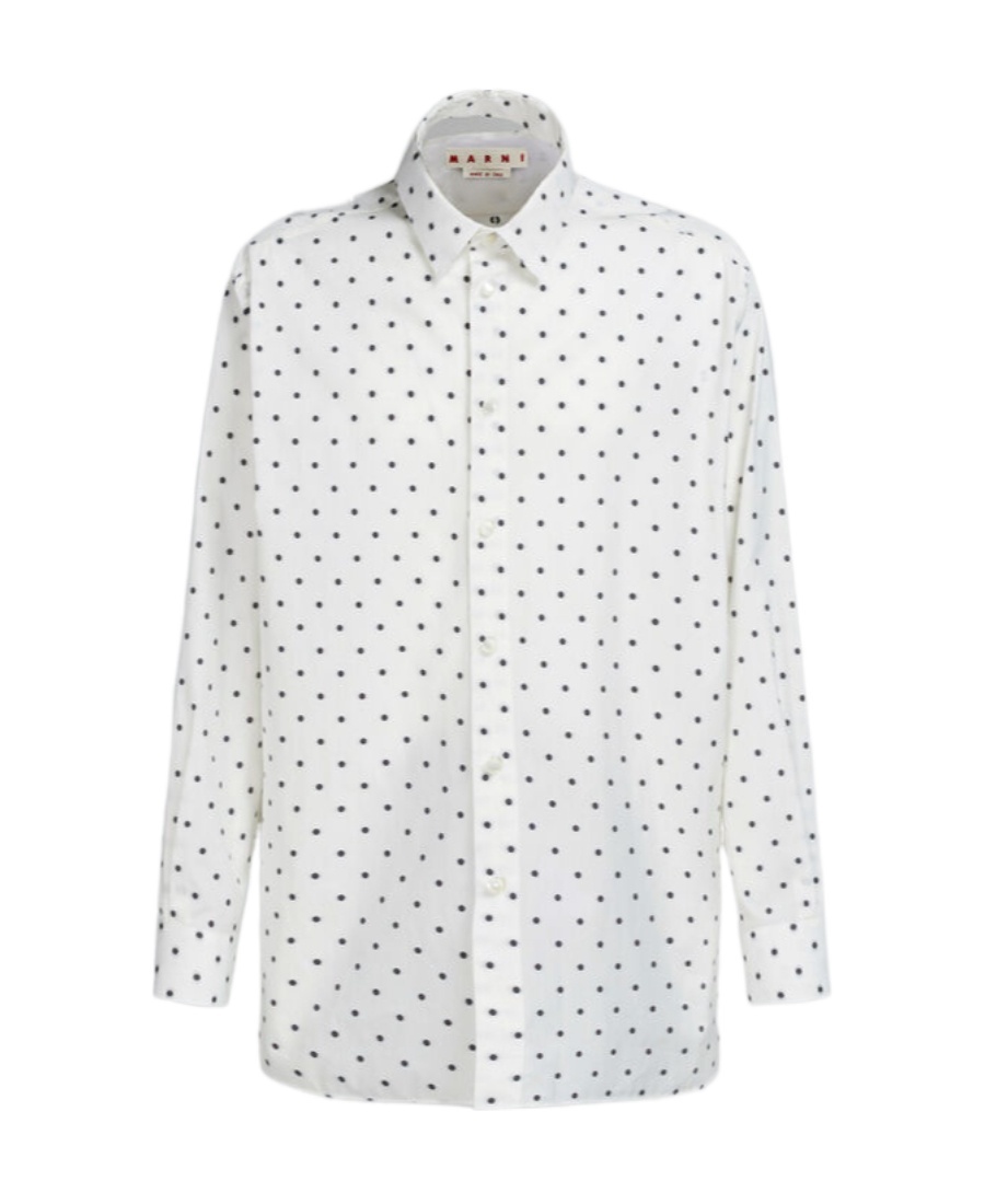 Marni Polka-dot Cotton Shirt In White