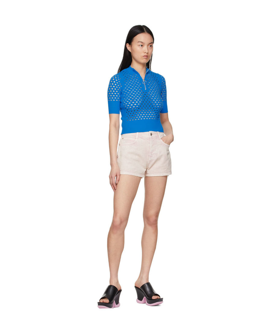 Stella Mccartney Blue Viscose Zip Sweater In Blue