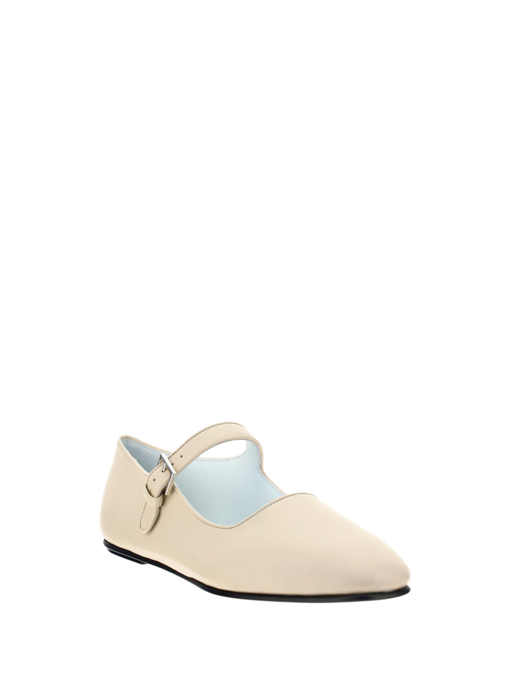 The Row Ava Leather Ballerina Shoes In Neutral
