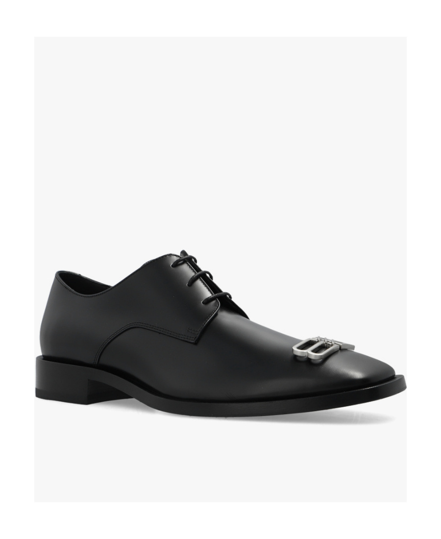 BALENCIAGA LOGO-PLAQUE LEATHER DERBY SHOES