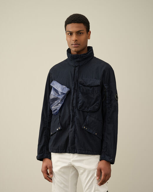 C.p. Company 50 Fili Gum Lens-detailed Jacket In Black