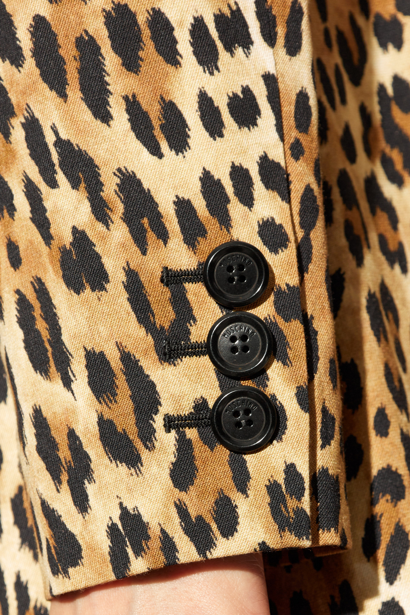 Moschino Single-breasted Leopard Print Blazer In Nude
