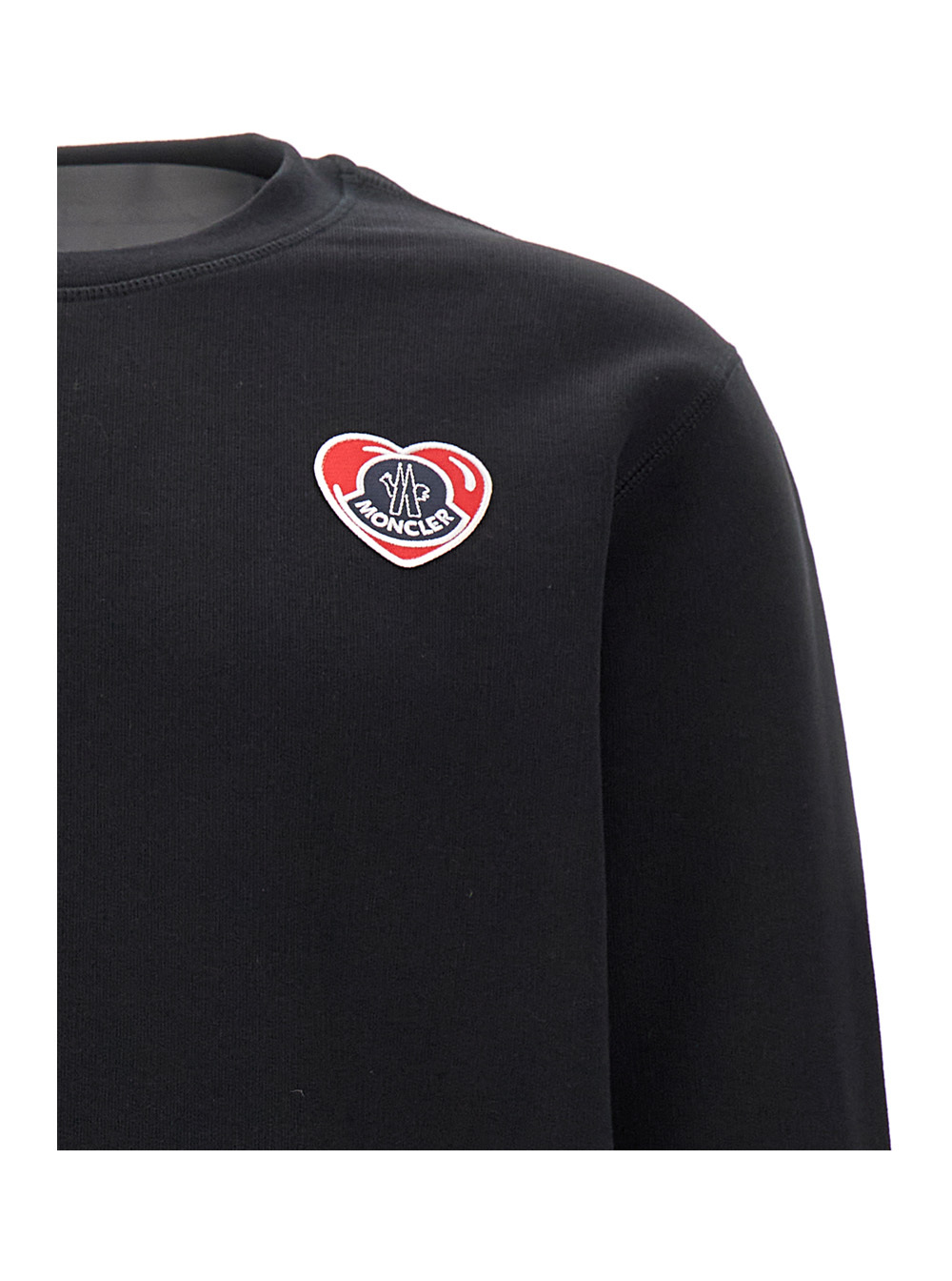 Shop Moncler Logo Patch Crewneck Sweatshirt In Black