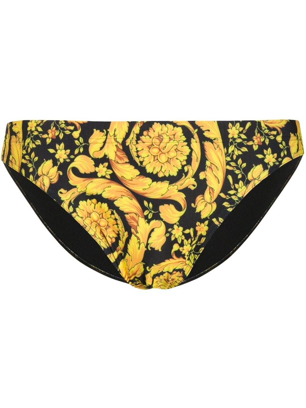 Shop Versace Barocco Print Swimming Trunks In Green