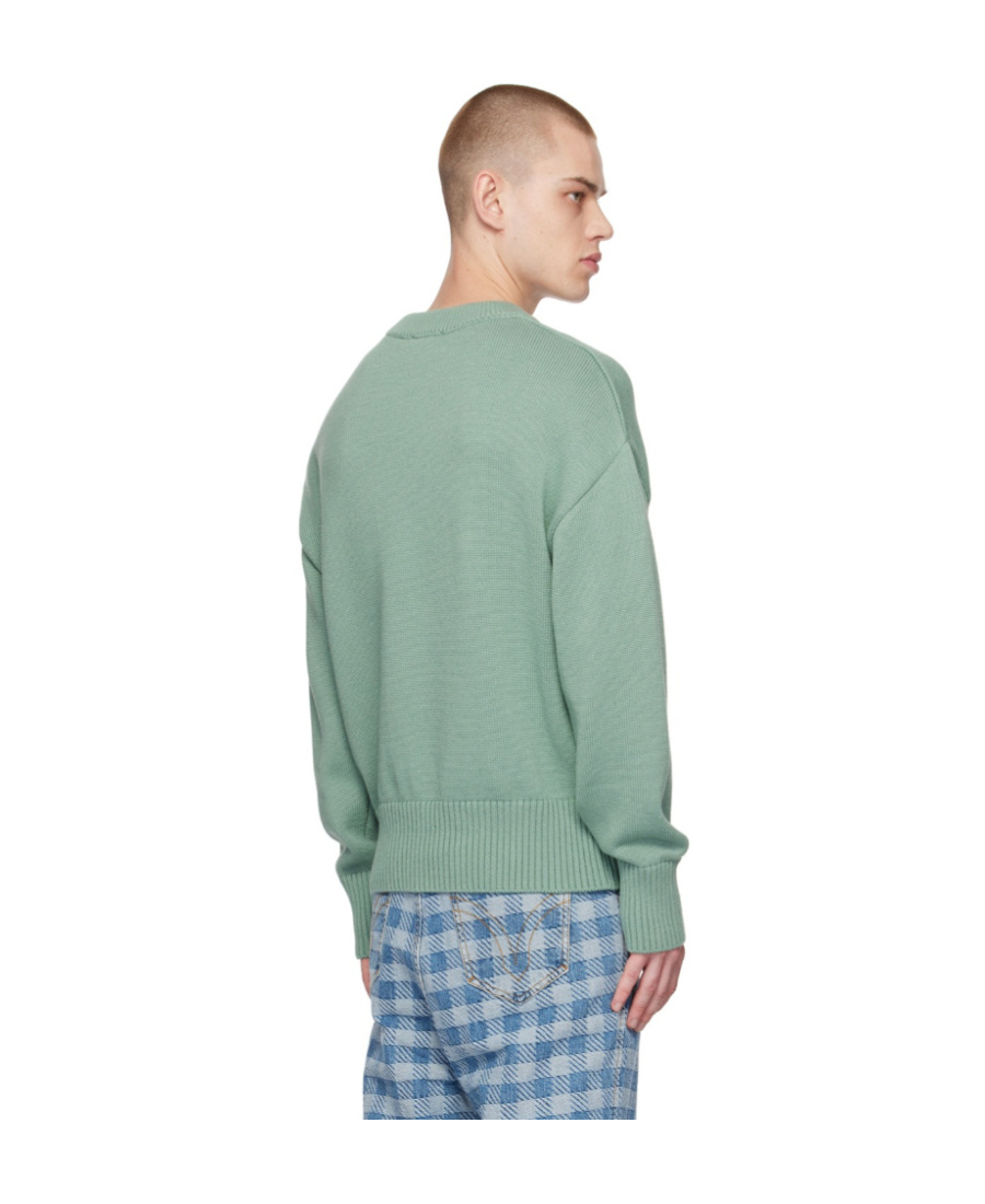 Ami Alexandre Mattiussi Round Neck Long-sleeved Sweater In Green