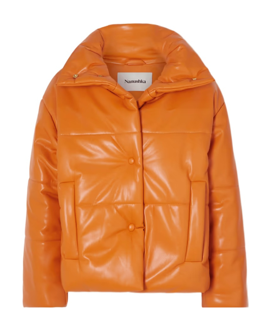Nanushka Hide Padded Vegan Faux-leather Puffer Jacket In Orange