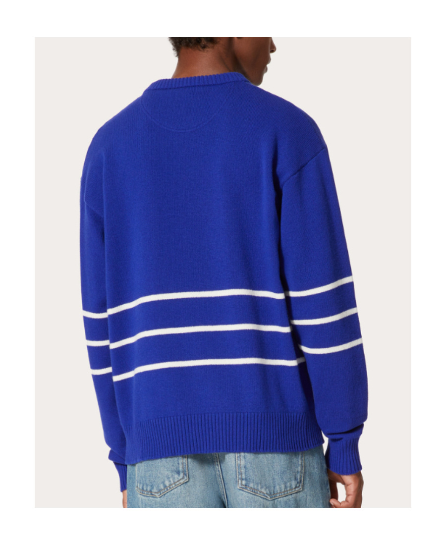 Valentino Garavani Man Sweater Blue Size L Virgin Wool In Blue