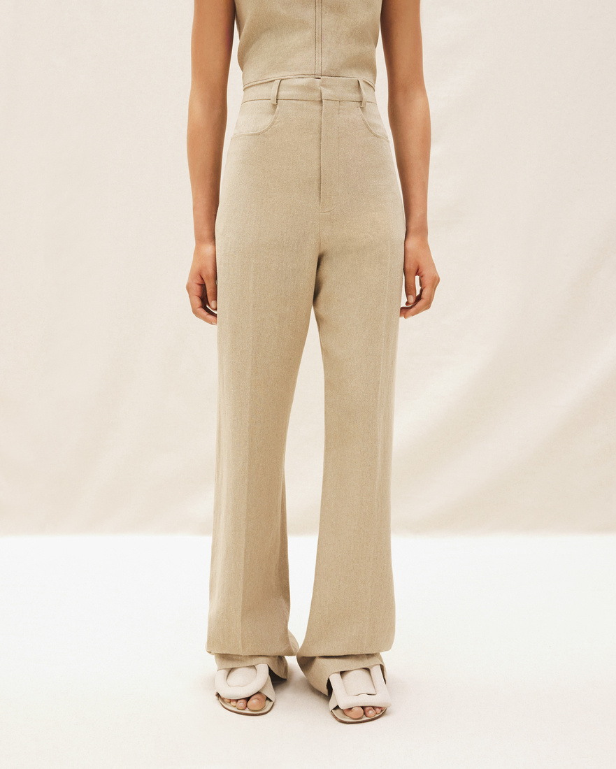 Jacquemus High-rise Straight-leg Trousers In Nude