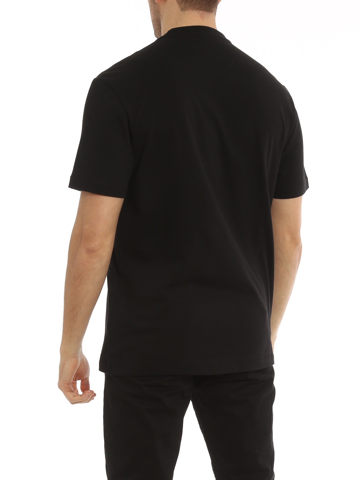 Versace Crest Logo-print Crew-neck T-shirt In Multicolor