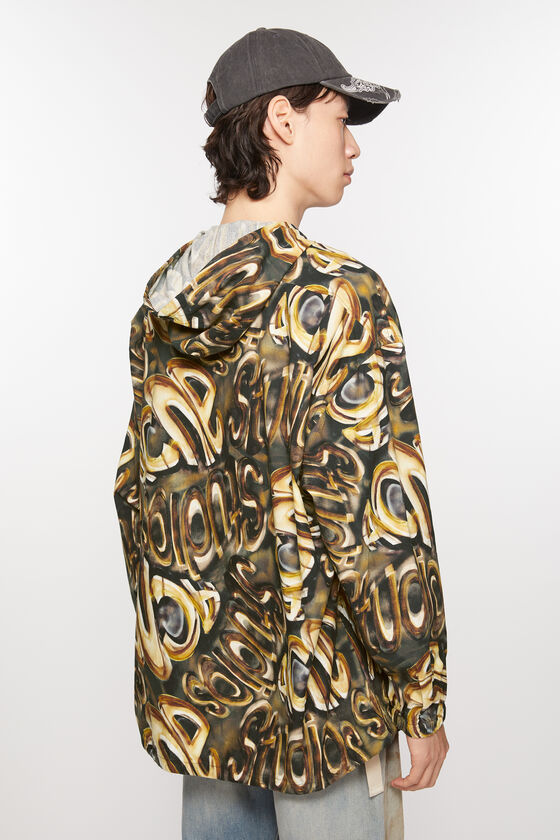 Shop Acne Studios Hooded Logo Jacket In Brown