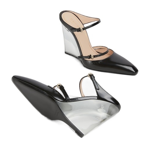 Shop Gucci Women's Wedge Mule In Black