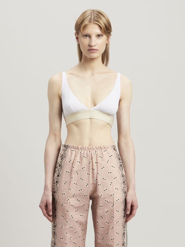 Shop Palm Angels Paisley-printed Side Stripe Detailed Trousers In Nude