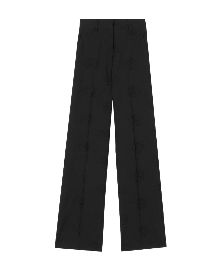 Burberry Pleated Wide-leg Wool Trousers In Black