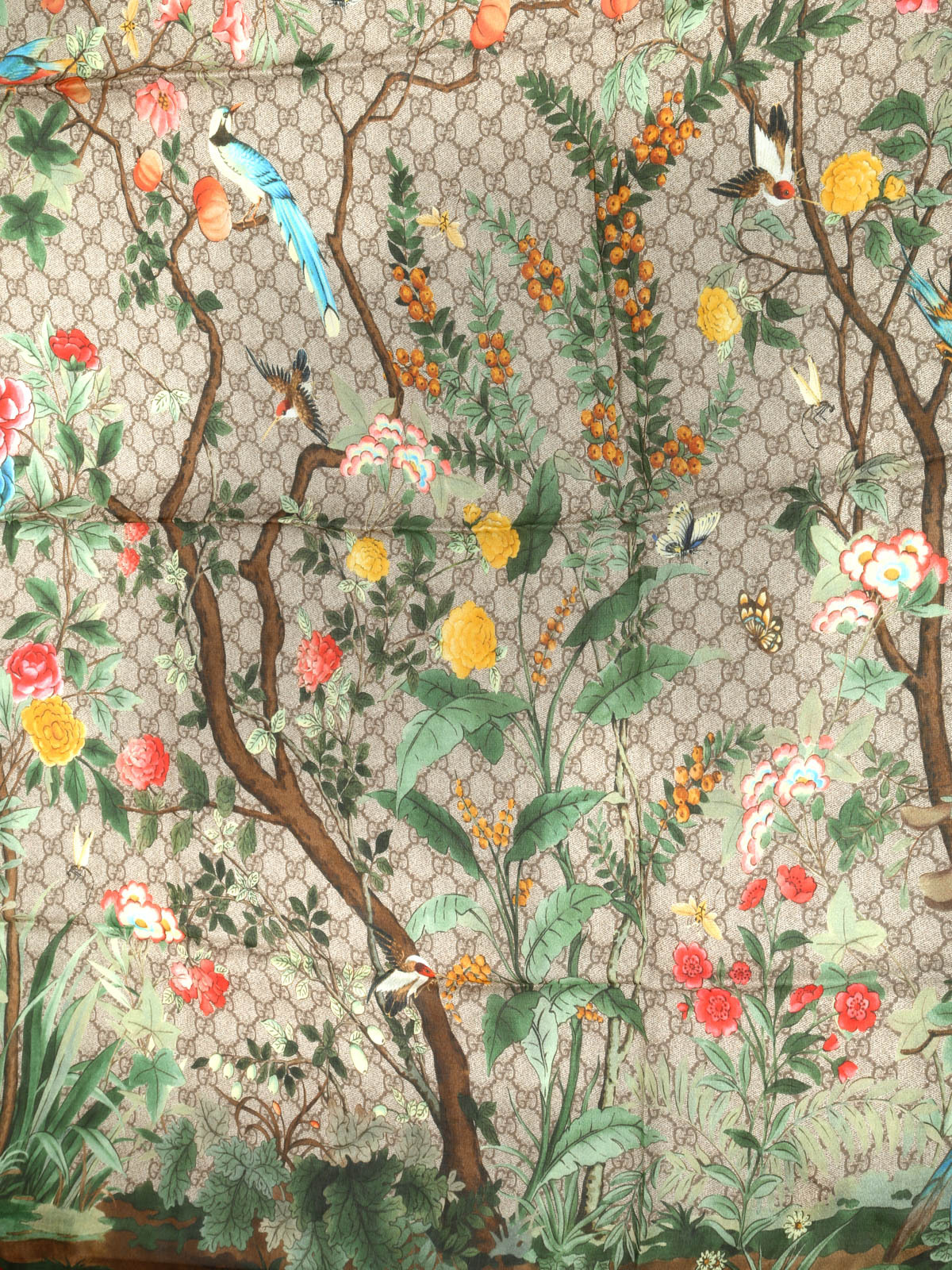 Gucci Flower Printed Scarf In Nude