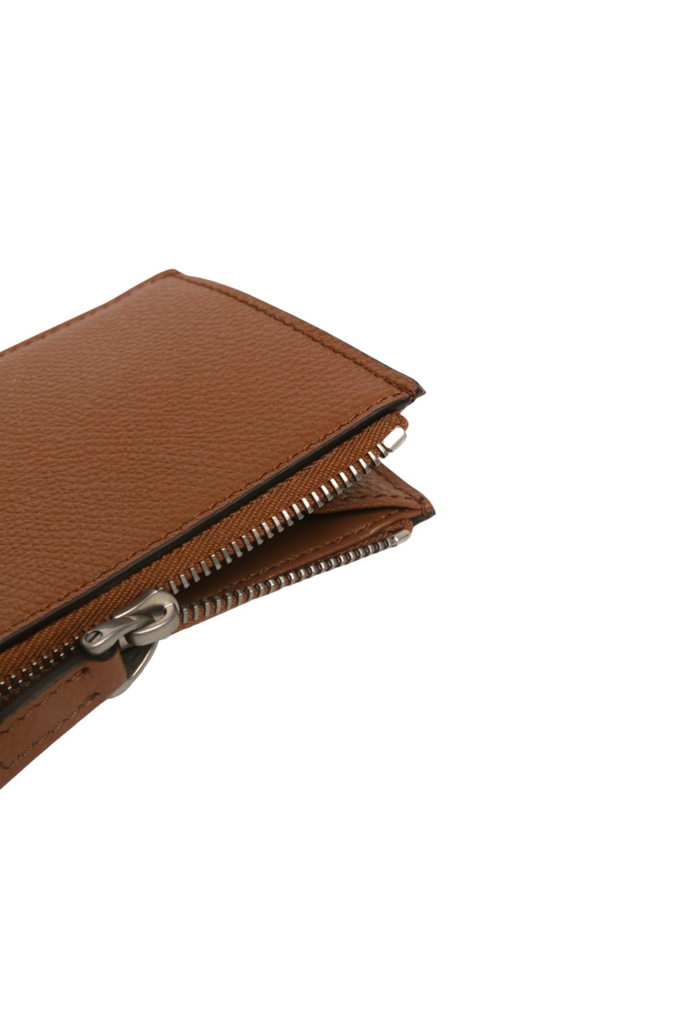 Valentino Zipper Card Bag In Brown