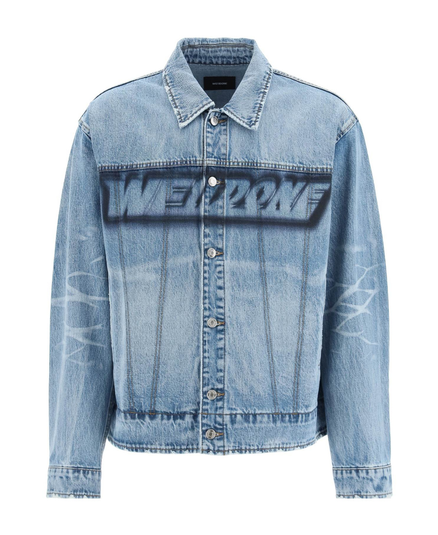 We11 Done Logo Denim Jacket In Blue