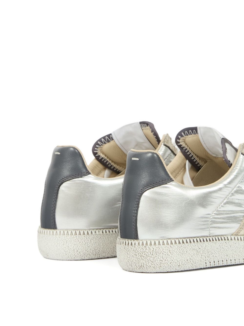 Maison Margiela Gold-tone Paneled Sneakers With Lace-up Fastening In White