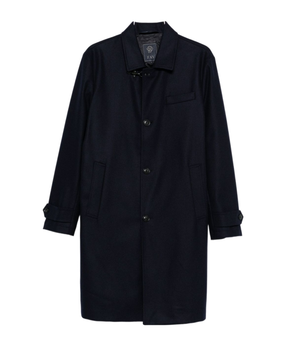 Fay Button-fastening Welt-pocket Coat In Black