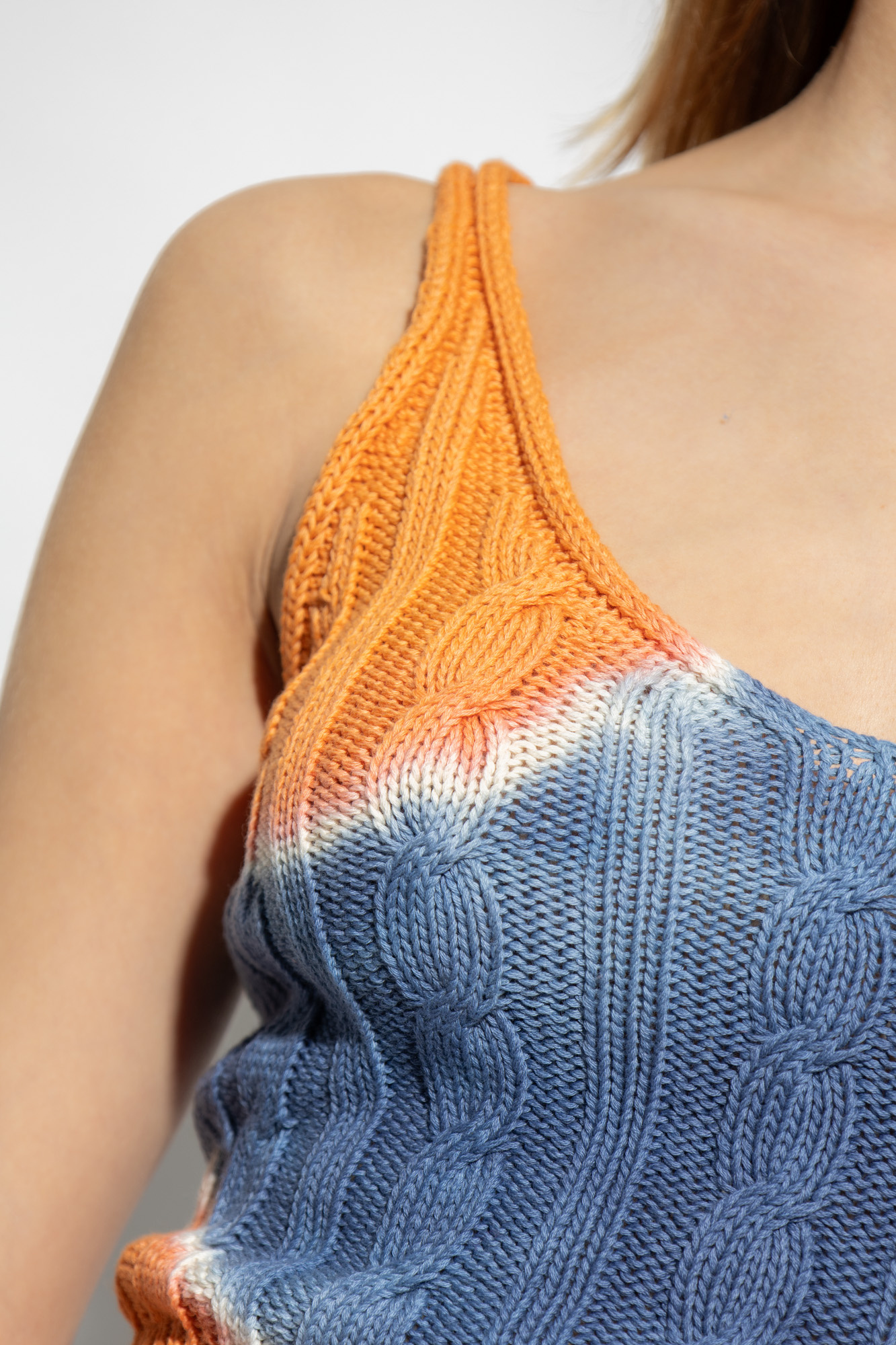 Diesel M-mila Cable-knit Crop Top In Blue
