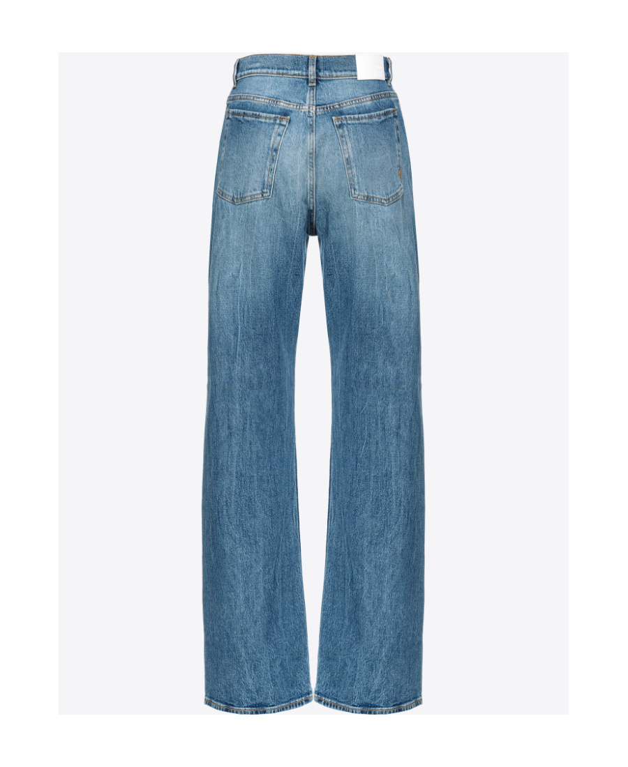 Pinko Indigo Blue Wide-leg Jeans In Blue
