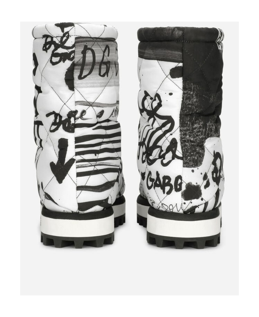 Dolce & Gabbana Nylon Ankle Boots With Logo Print In Black