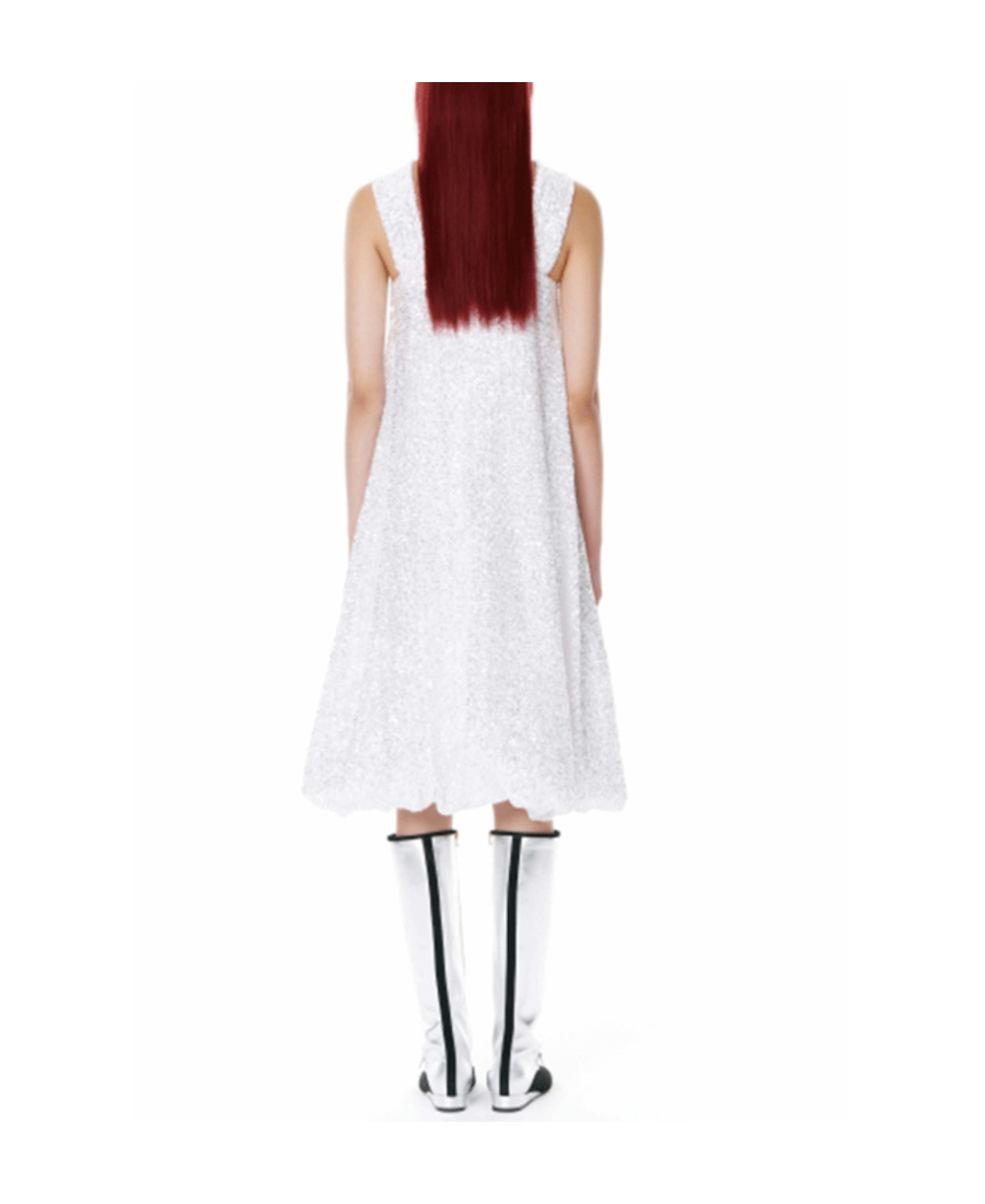 We11 Done Gilded Sequined Sleeveless Dress In White