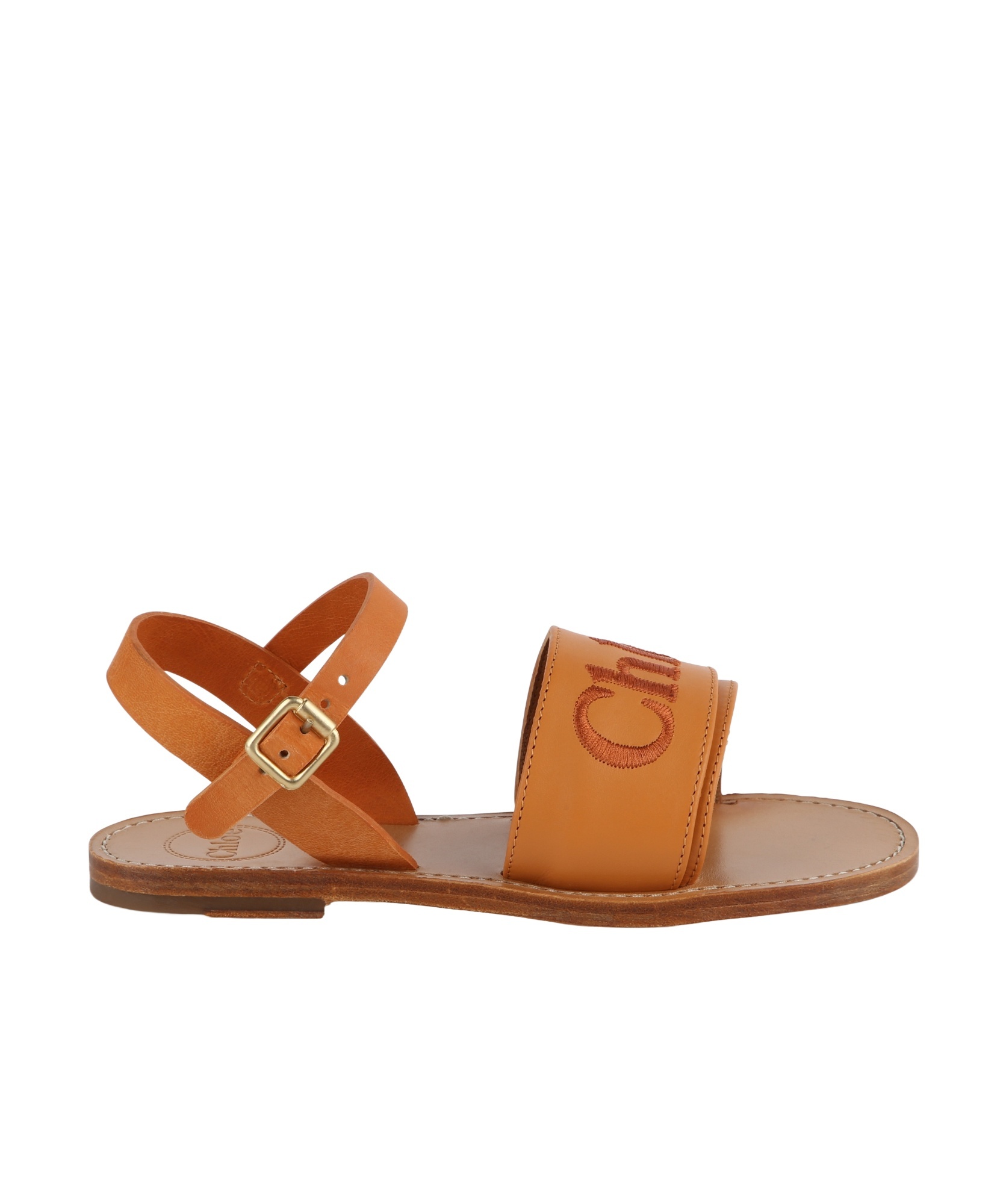 Chloé Girls Leather Logo Sandals In Brown