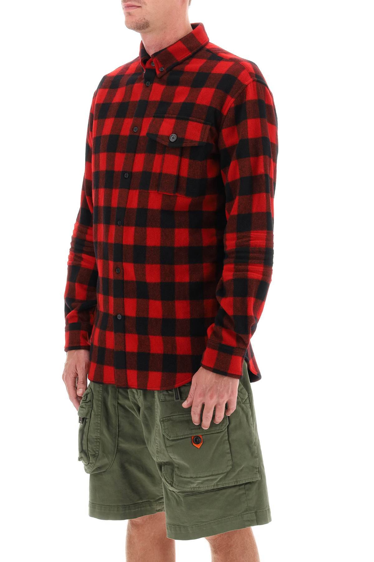 Shop Dsquared2 Check-pattern Wool-blend Shirt In Brown