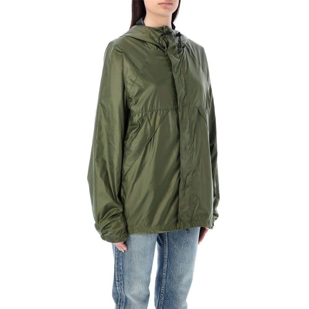 Shop Aspesi Drawstring-hood Windbreaker Jacket In Green