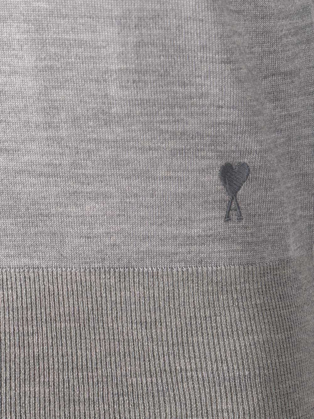 Ami Alexandre Mattiussi Crew-neck Wool-silk Blend Sweater In Gray